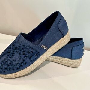 Skechers Blue Espadrille Slip-On Shoes with Cutout Design